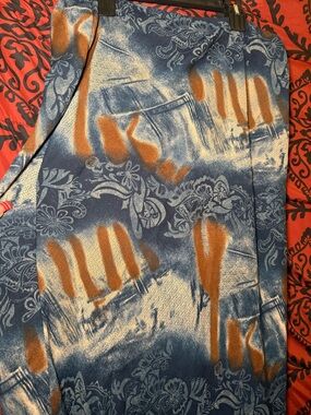Vintage Blue and Rust Abstract Floral Skirt